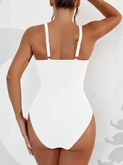 Solid Color Mesh Sleeveless Beach One-Piece Swimsuit