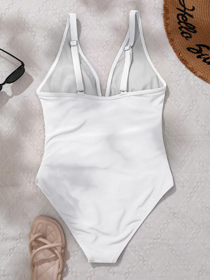Solid Color Mesh Sleeveless Beach One-Piece Swimsuit