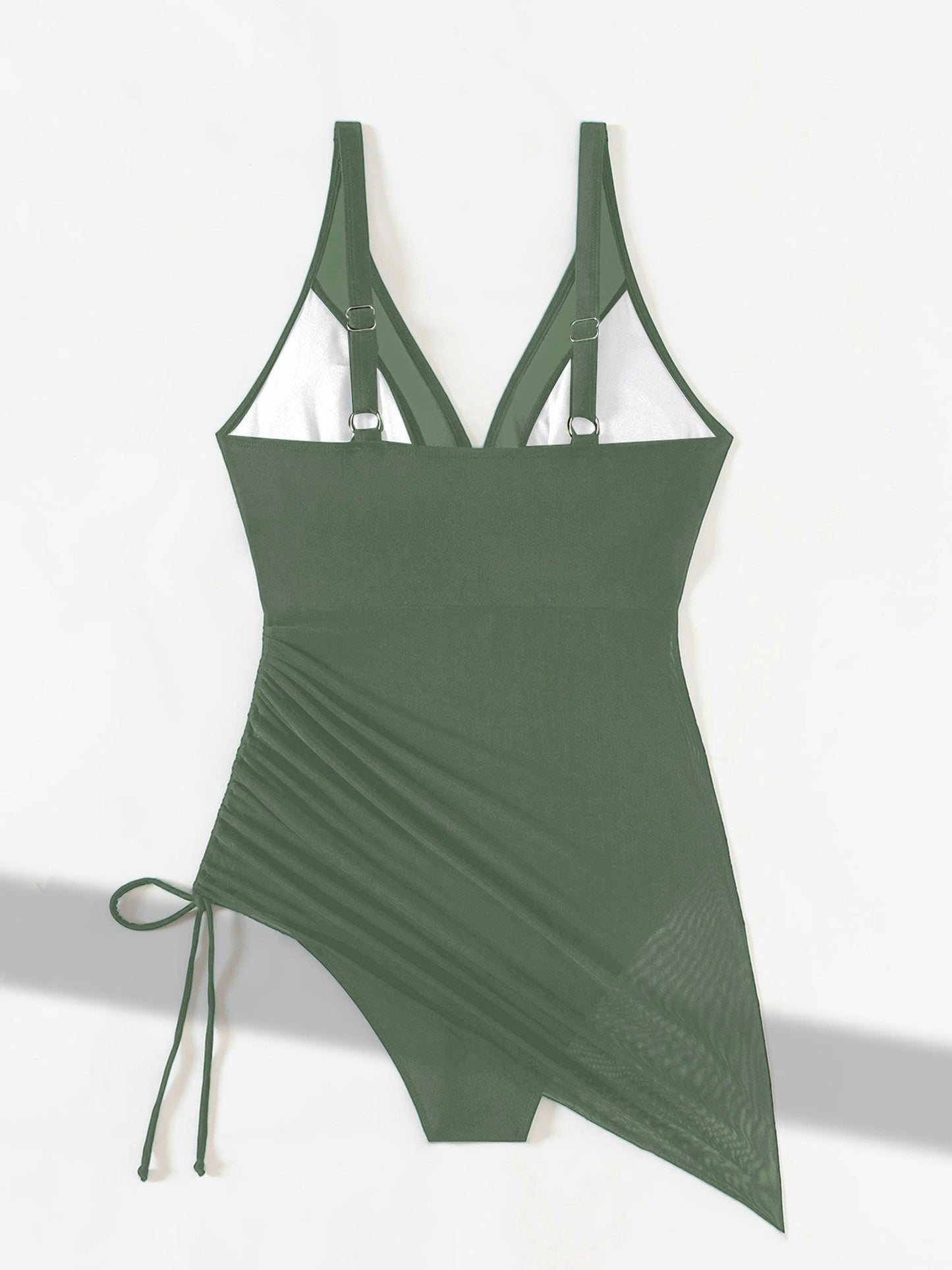 Sleeveless Mesh Drawstring Slimming One-Piece Swimsuit