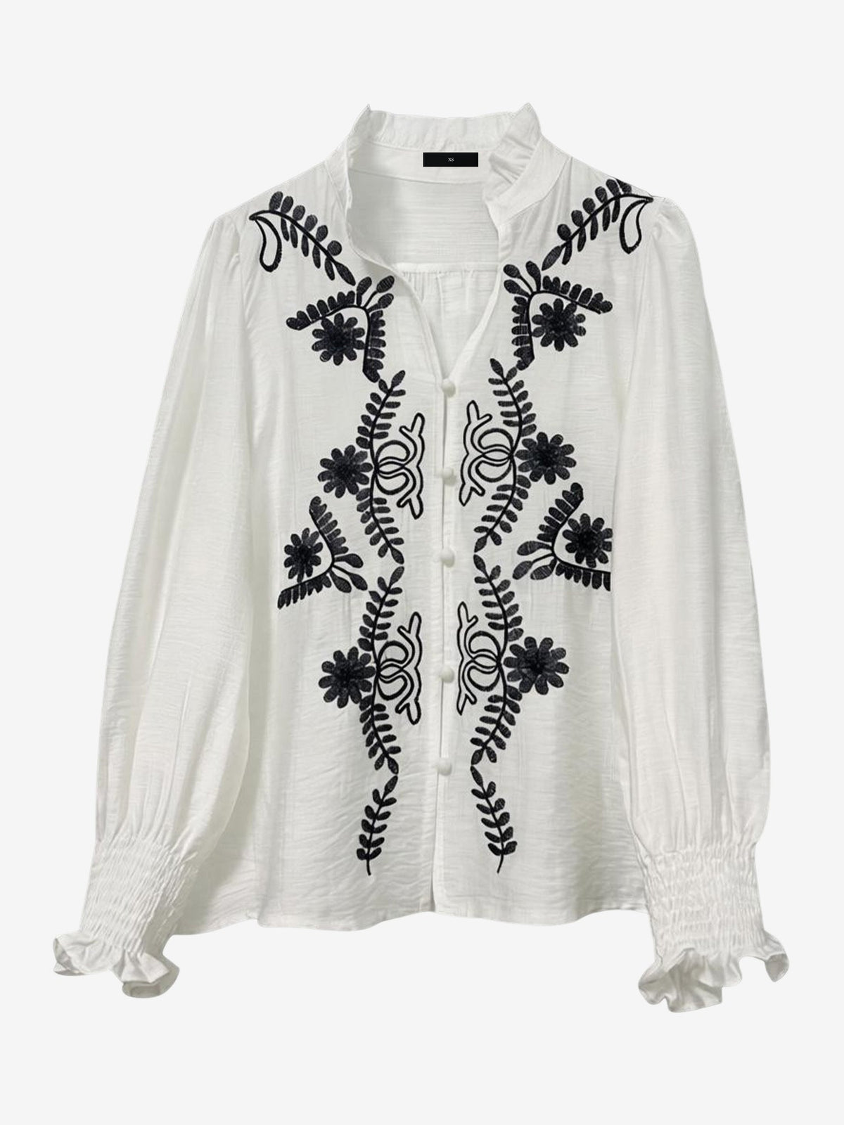Floral Embroidered Boho Long Sleeve Blouse