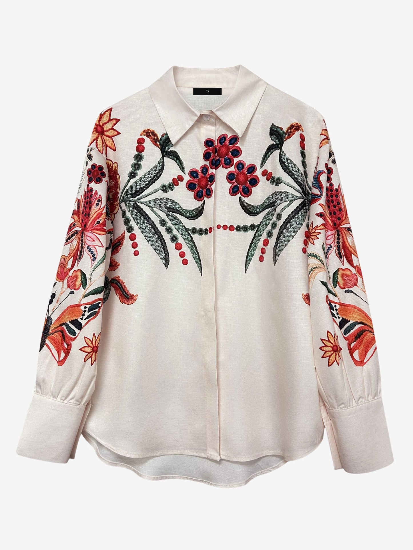 Floral Digital Print Lantern Sleeves Blouse