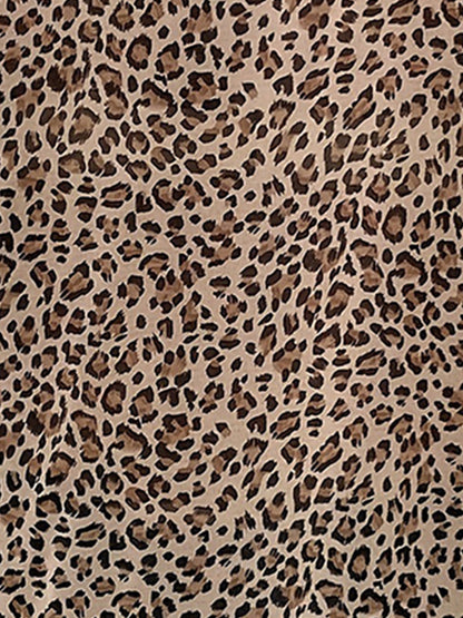 Ruffled V Neck Leopard Print Sleeveless Blouse