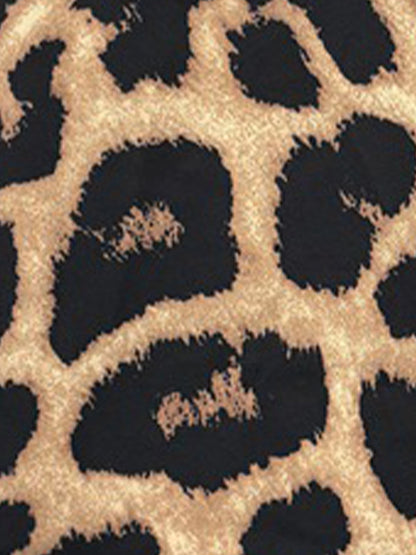 Satin Leopard Print Long Sleeve Button Down Shirt