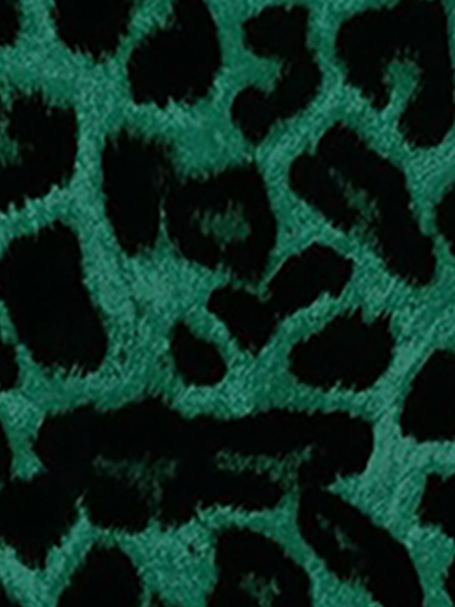 Satin Leopard Print Long Sleeve Button Down Shirt