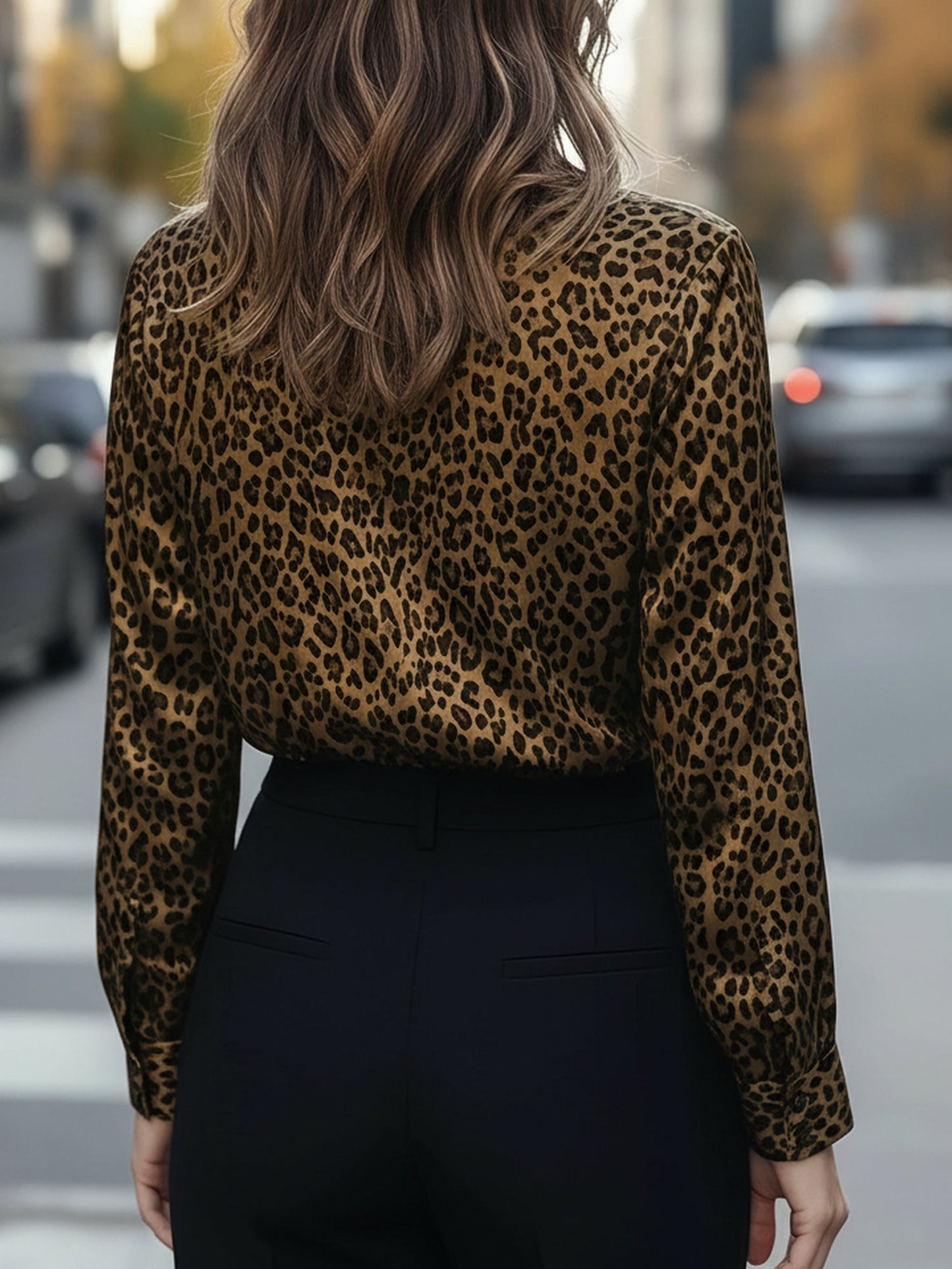 Leopard Print Button Down Long Sleeve Shirt
