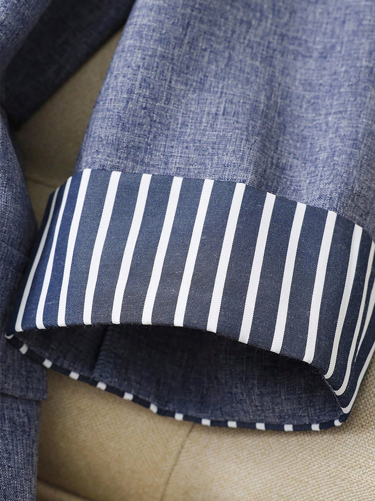 3/4 Sleeves Striped Patchwork One Button Blazer