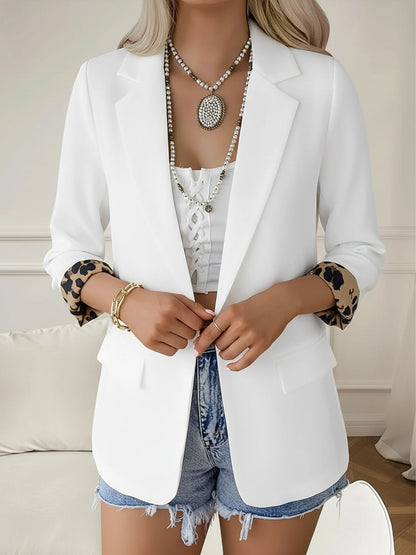 Leopard Patchwork Long Sleeve Business Casual Blazer
