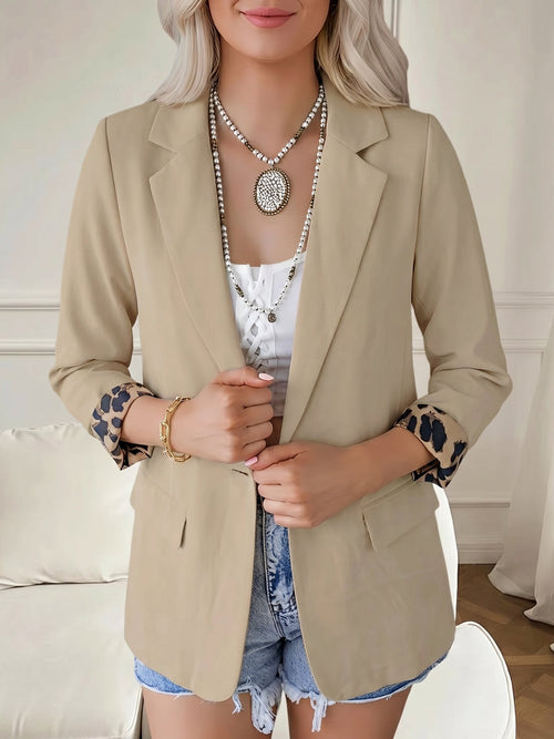 Leopard Patchwork Long Sleeve Business Casual Blazer
