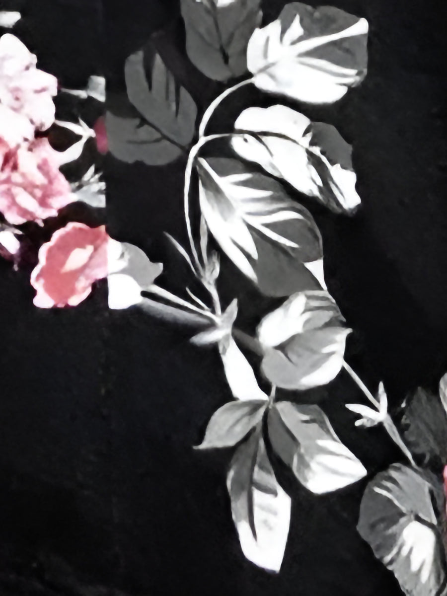 3/4 Sleeve Floral Notched Lapel Blazer