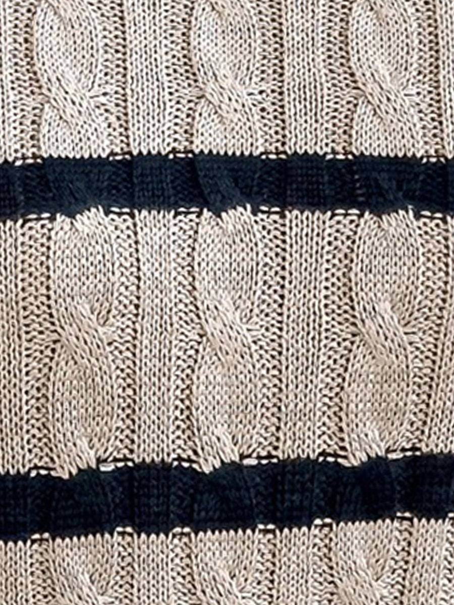 Colorblock Striped Cable Knit Casual Knit Top