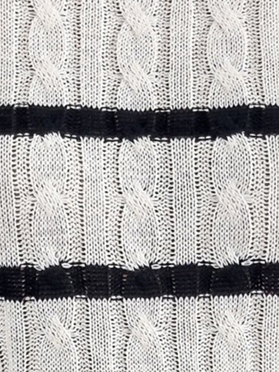 Colorblock Striped Cable Knit Casual Knit Top