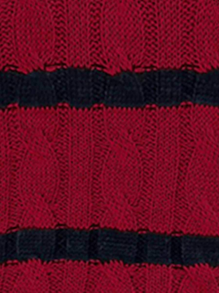 Colorblock Striped Cable Knit Casual Knit Top