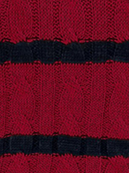 Colorblock Striped Cable Knit Casual Knit Top
