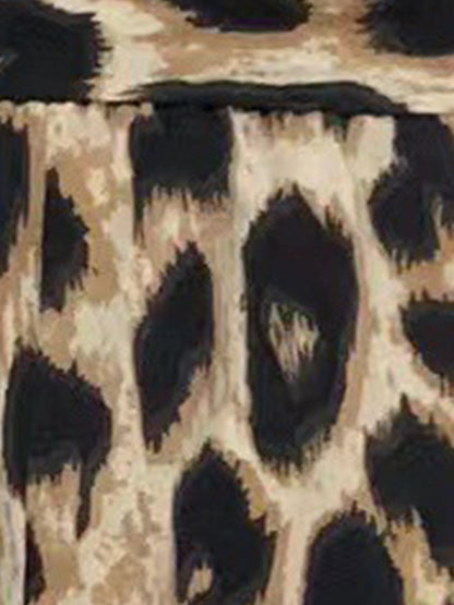 Leopard Patchwork Short Sleeves Tie Waist Dress