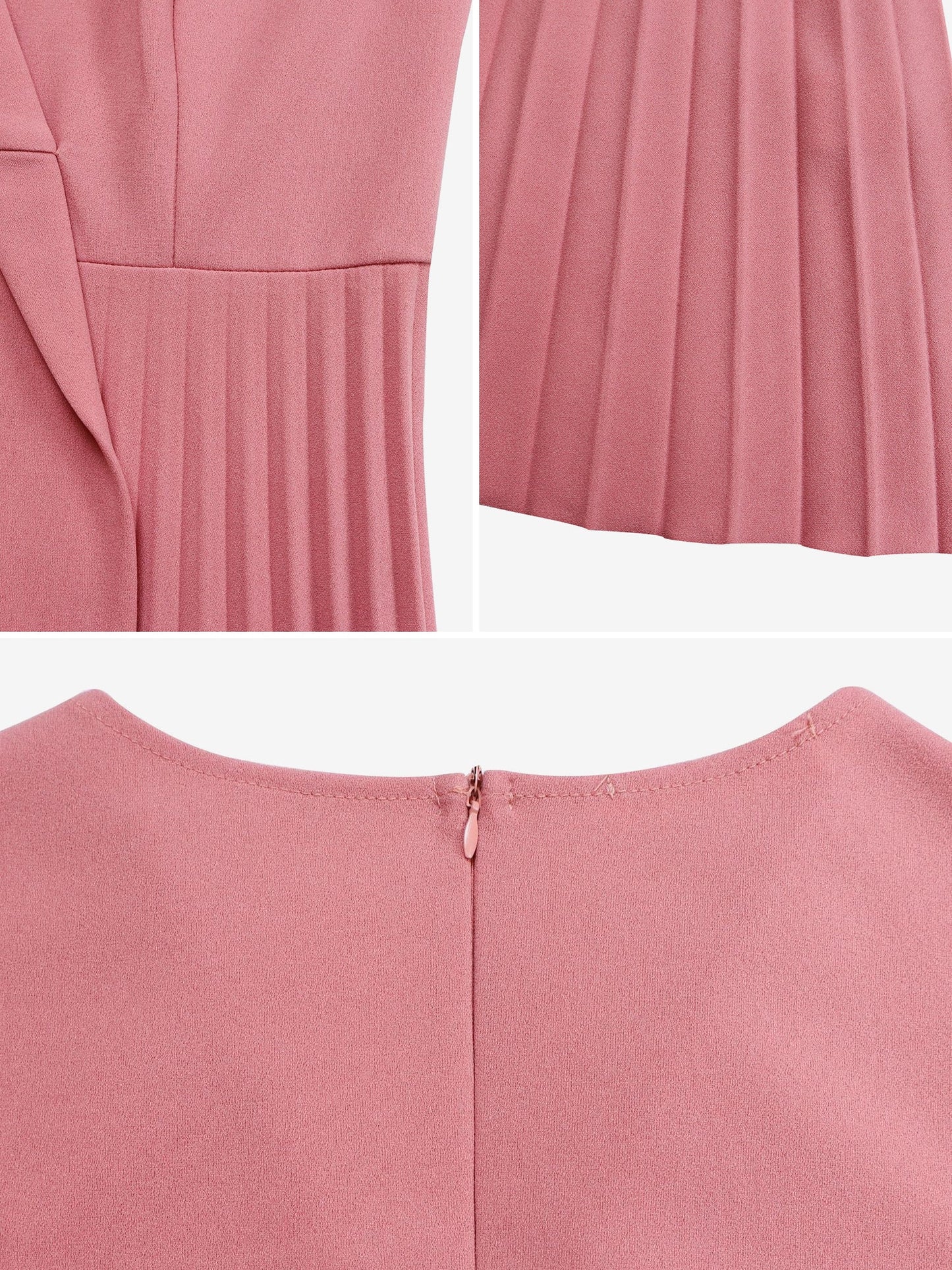 Lapel Belted Solid Color Pleated Midi Work Dress