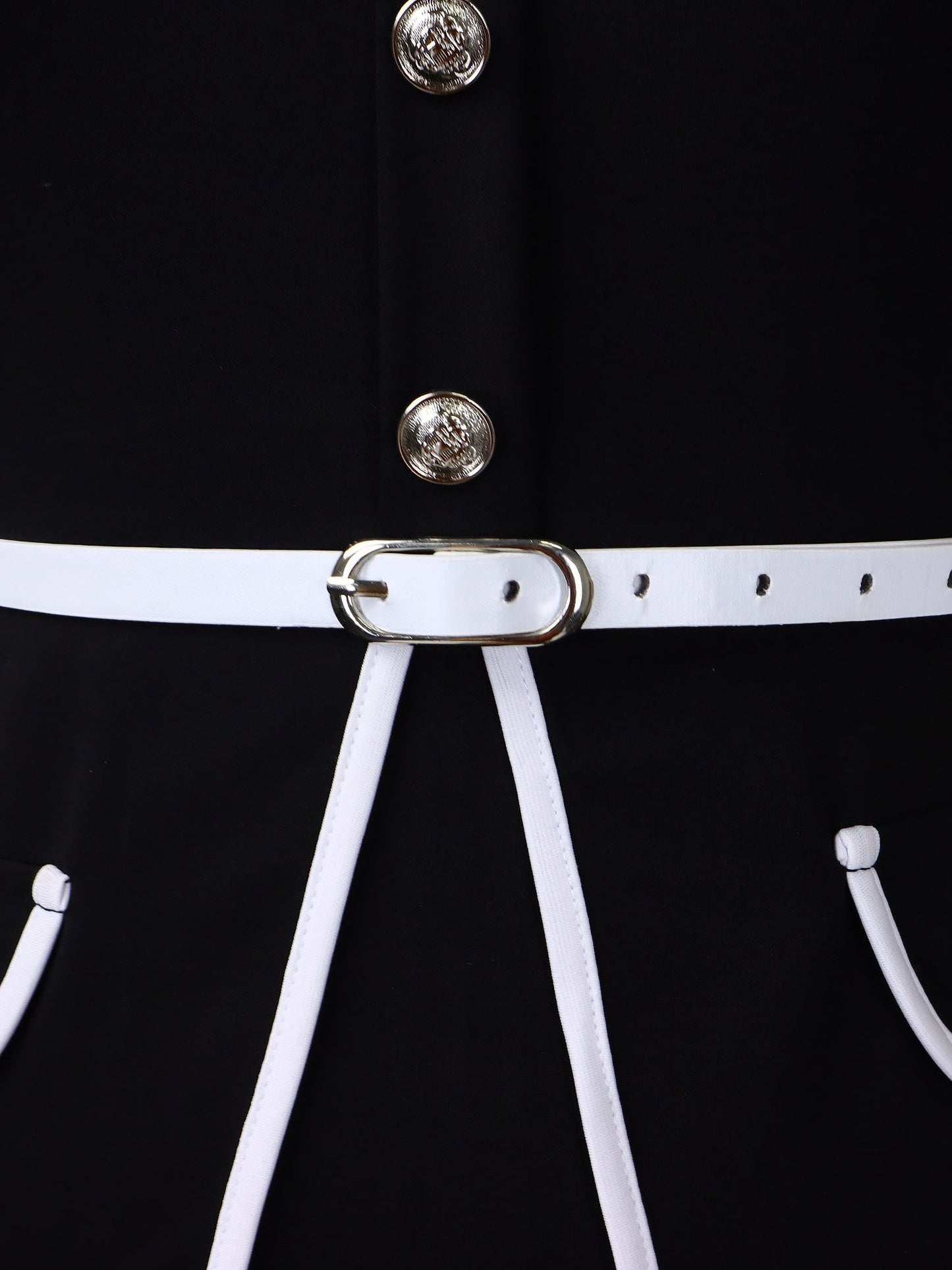 Peter Pan Collar Colorblock Belted Midi Sheath Dress