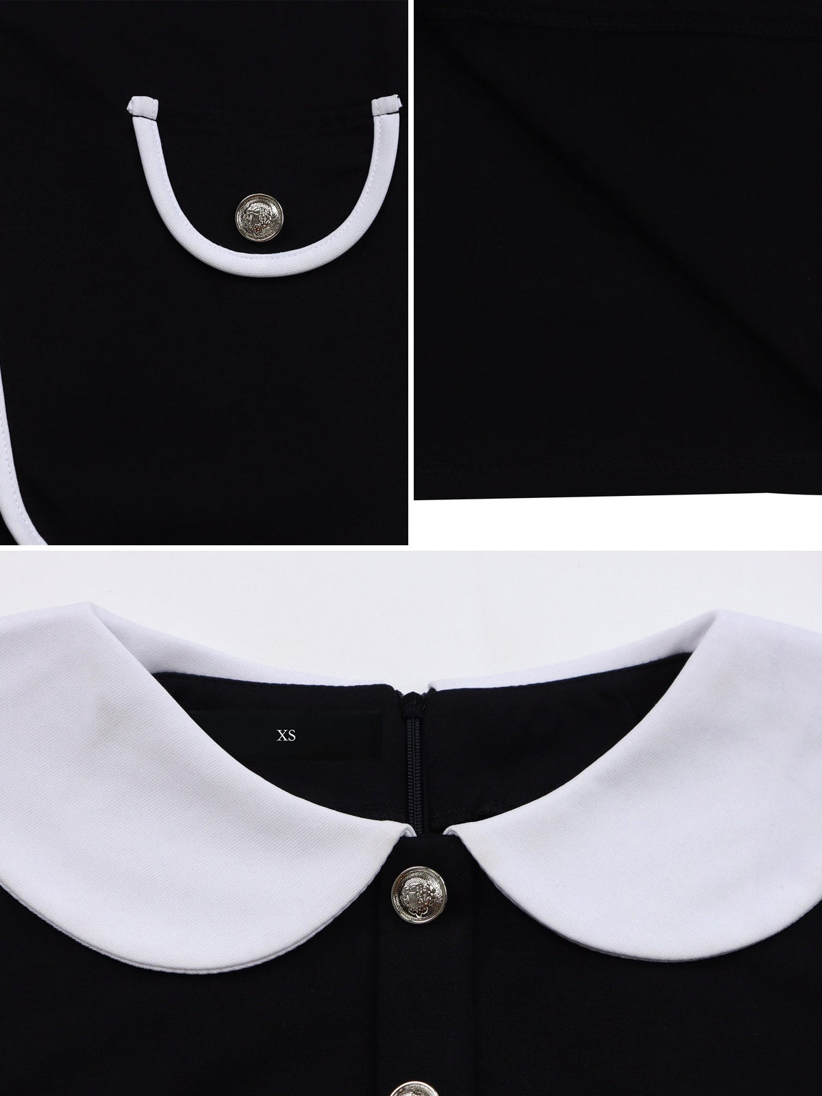 Peter Pan Collar Colorblock Belted Midi Sheath Dress