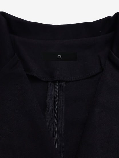 Notched Lapel Colorblock Belted Midi Sheath Dress