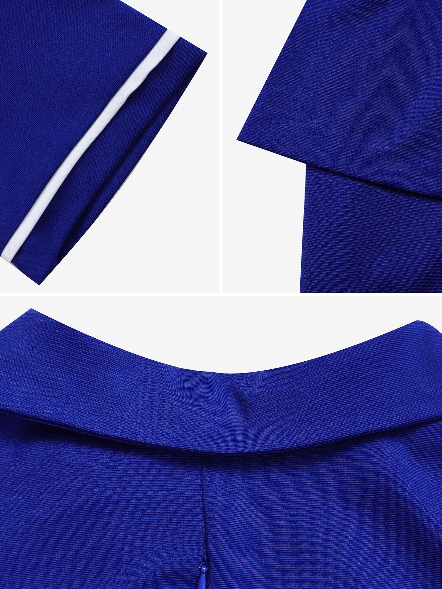 Notched Lapel Colorblock Belted Midi Sheath Dress