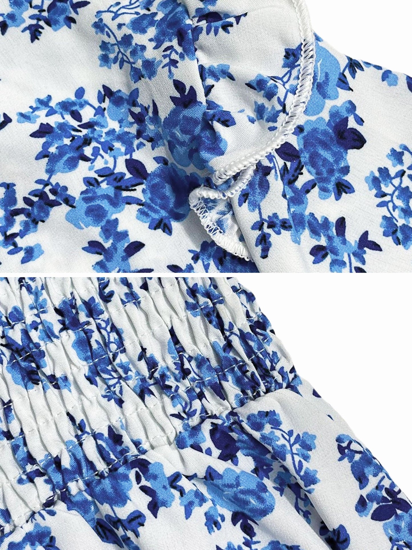 Printed Ruffled Long Sleeve Smocked Maxi Dress