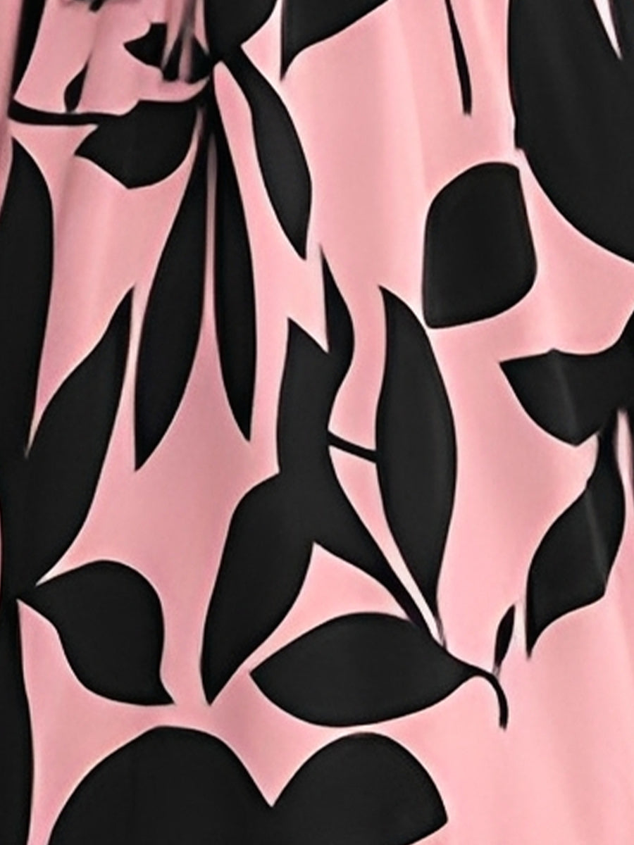 Printed Patchwork Tie Waist Maxi A-Line Dress
