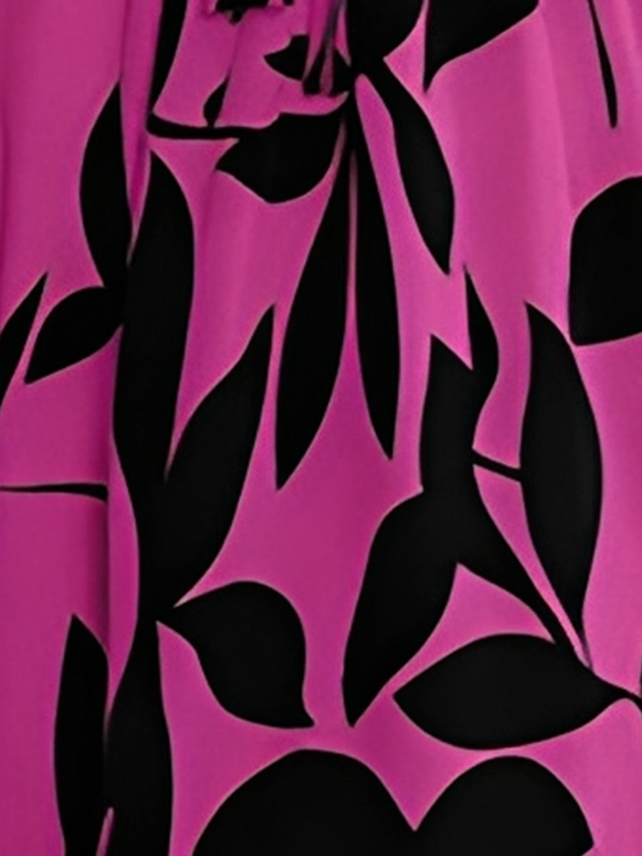 Printed Patchwork Tie Waist Maxi A-Line Dress