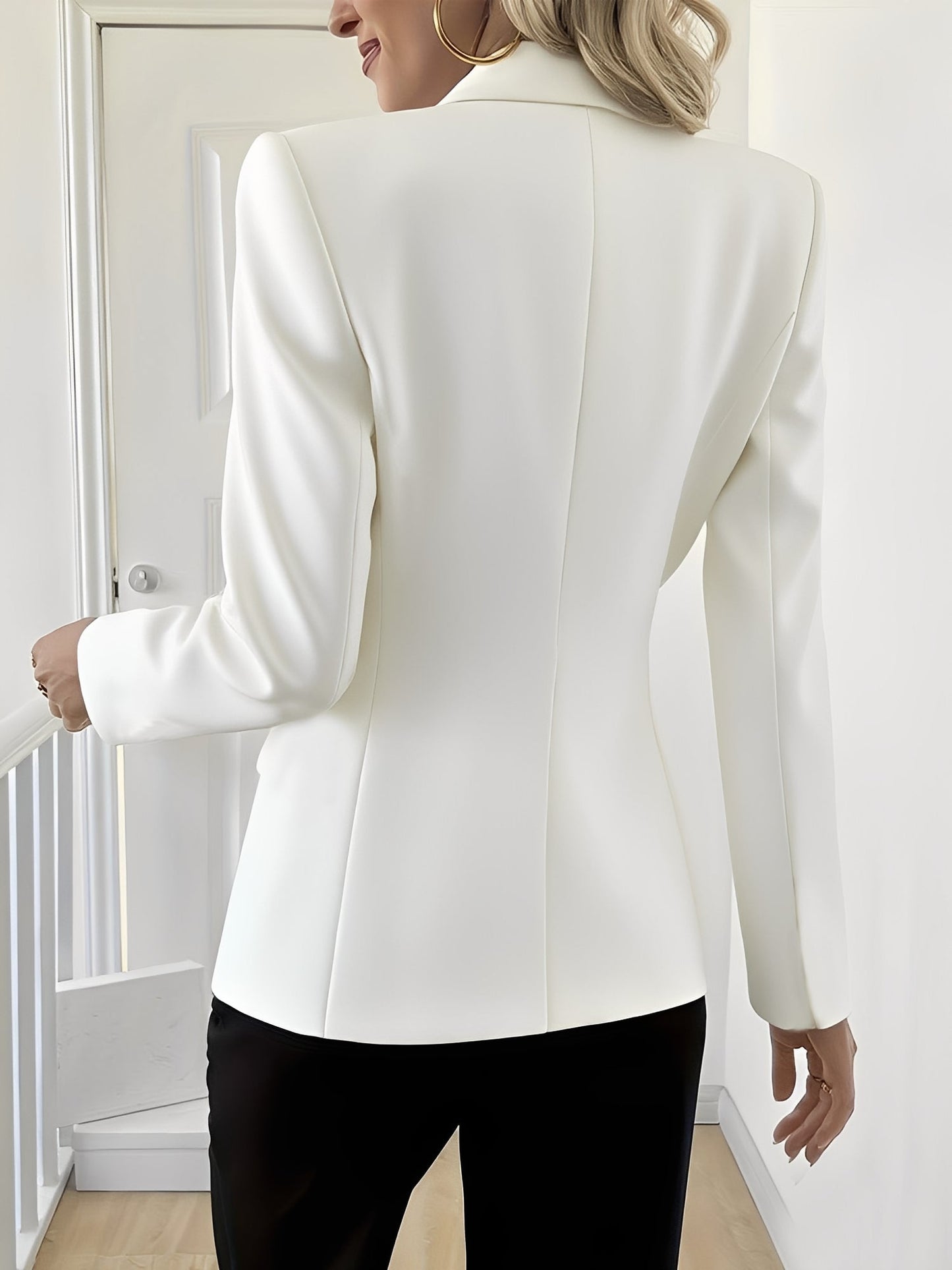 Solid Color Long Sleeve Single Button Blazer
