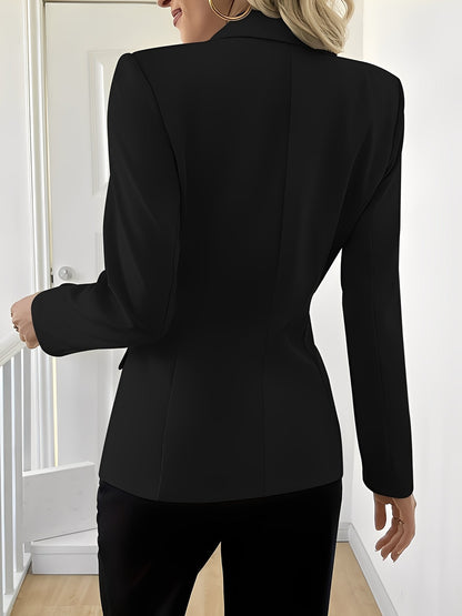 Solid Color Long Sleeve Single Button Blazer