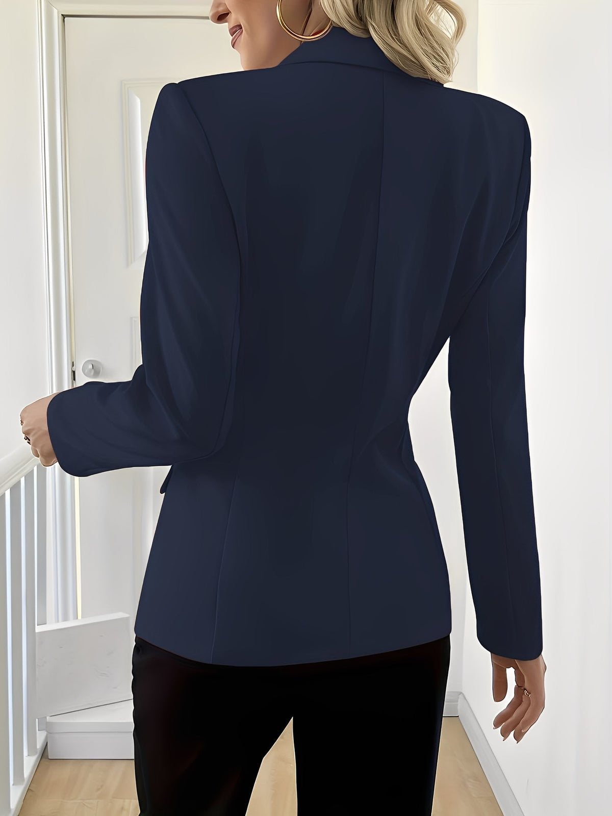 Solid Color Long Sleeve Single Button Blazer