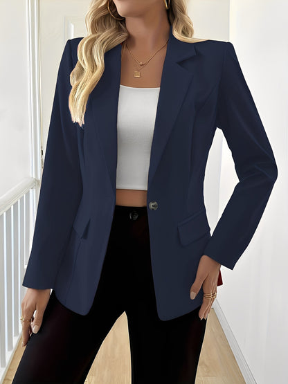 Solid Color Long Sleeve Single Button Blazer
