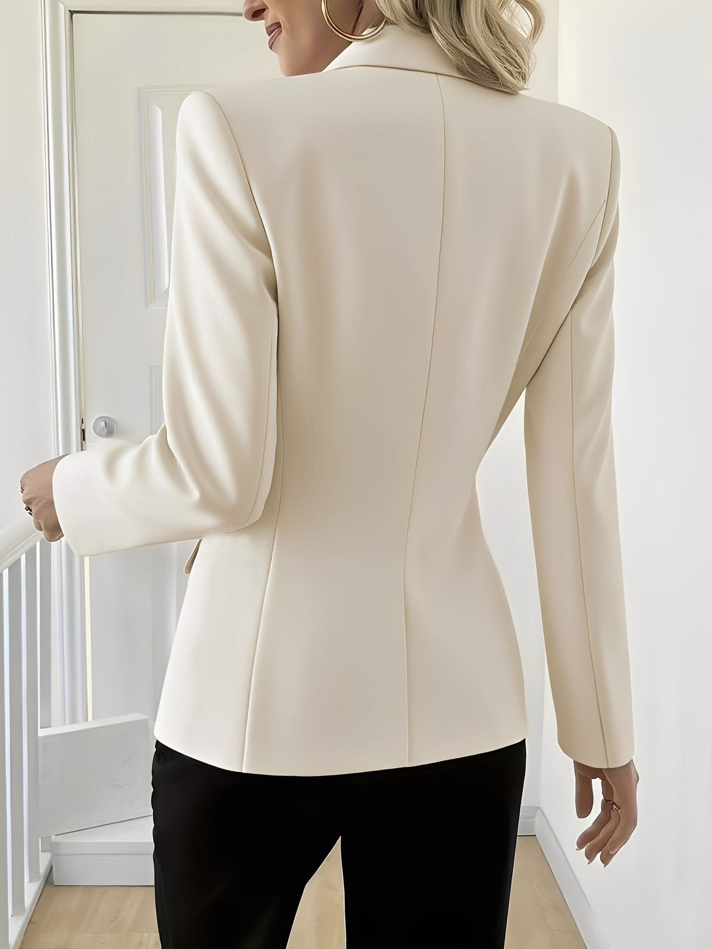 Solid Color Long Sleeve Single Button Blazer