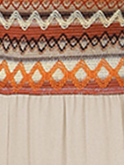 Vacation Bohemian Style Embroidered Colorblock Jumpsuits