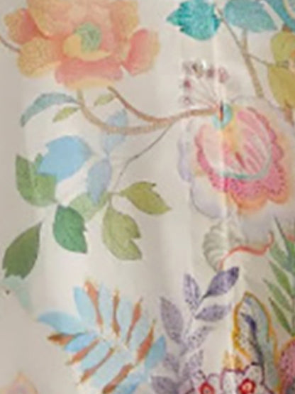 Detachale 3D Flower Lantern Sleeves Floral Print Maxi Dress