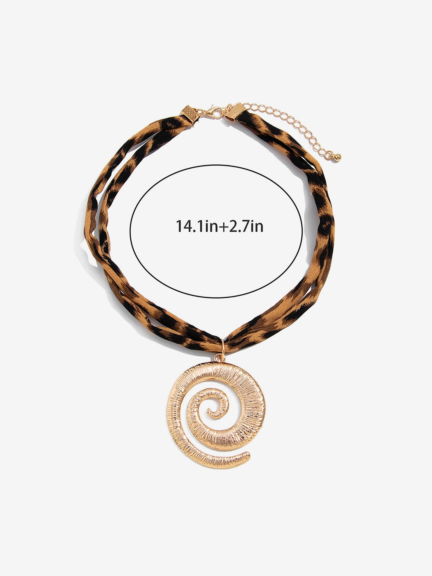 Alloy Pendant Leopard-Print Cotton Necklace