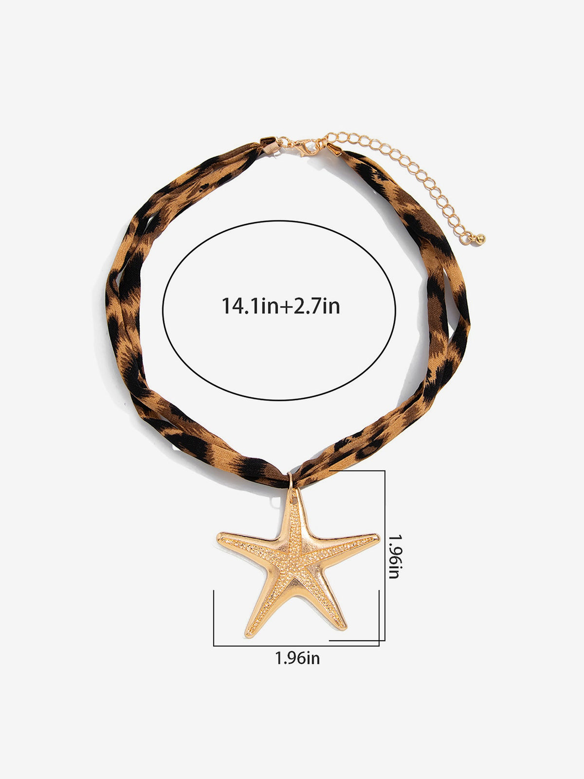 Alloy Pendant Leopard-Print Cotton Necklace