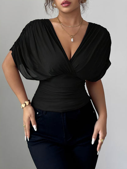 Ruched Smocked Waist Backless Lace-Up Blouse
