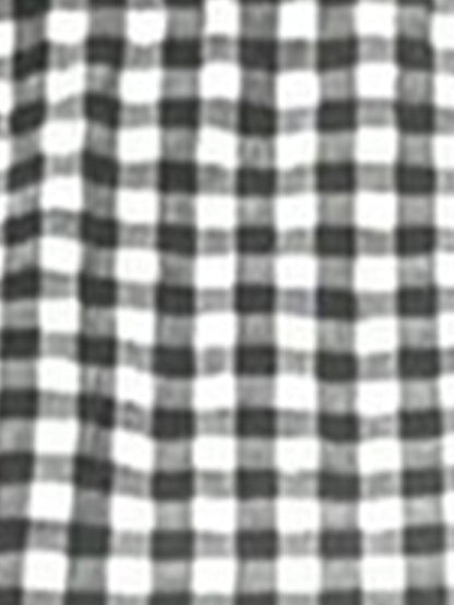 2 Pieces Gingham Crew Neck Sleeveless Ruffled Hem Top & Wide Leg Trousers Pants Set