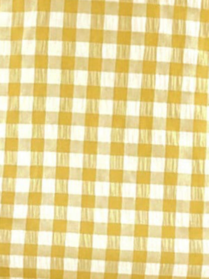 2 Pieces Gingham Crew Neck Sleeveless Ruffled Hem Top & Wide Leg Trousers Pants Set