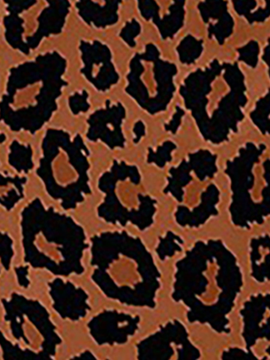 Leopard Print Cap Sleeve Tie-Waist Bodycon Dress