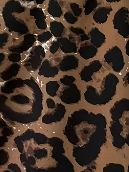 Leopard Print 3/4 Sleeves V Neck Blouse
