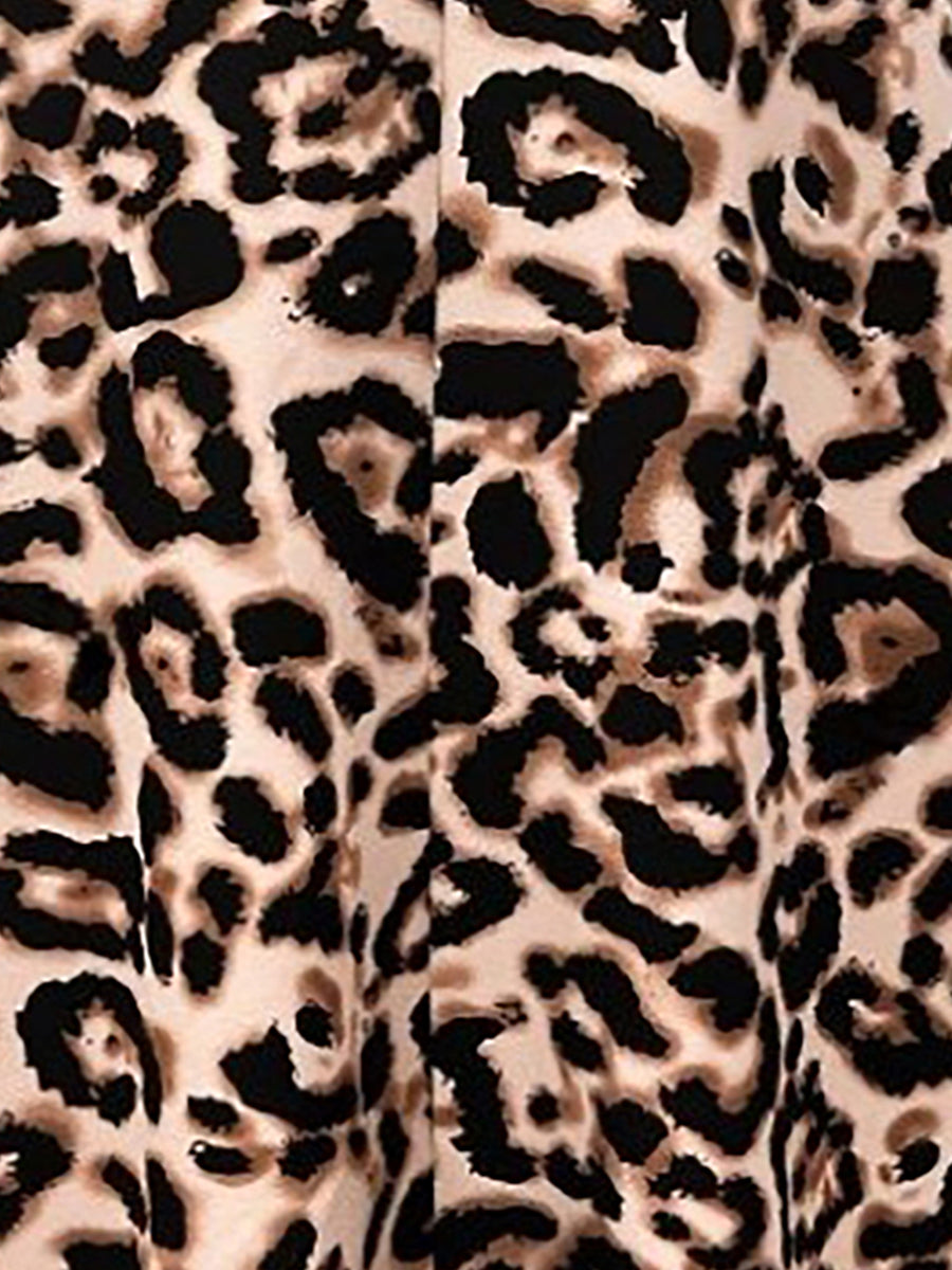 Leopard Print Casual A-Line Midi Skirt