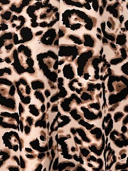 Leopard Print Casual A-Line Midi Skirt