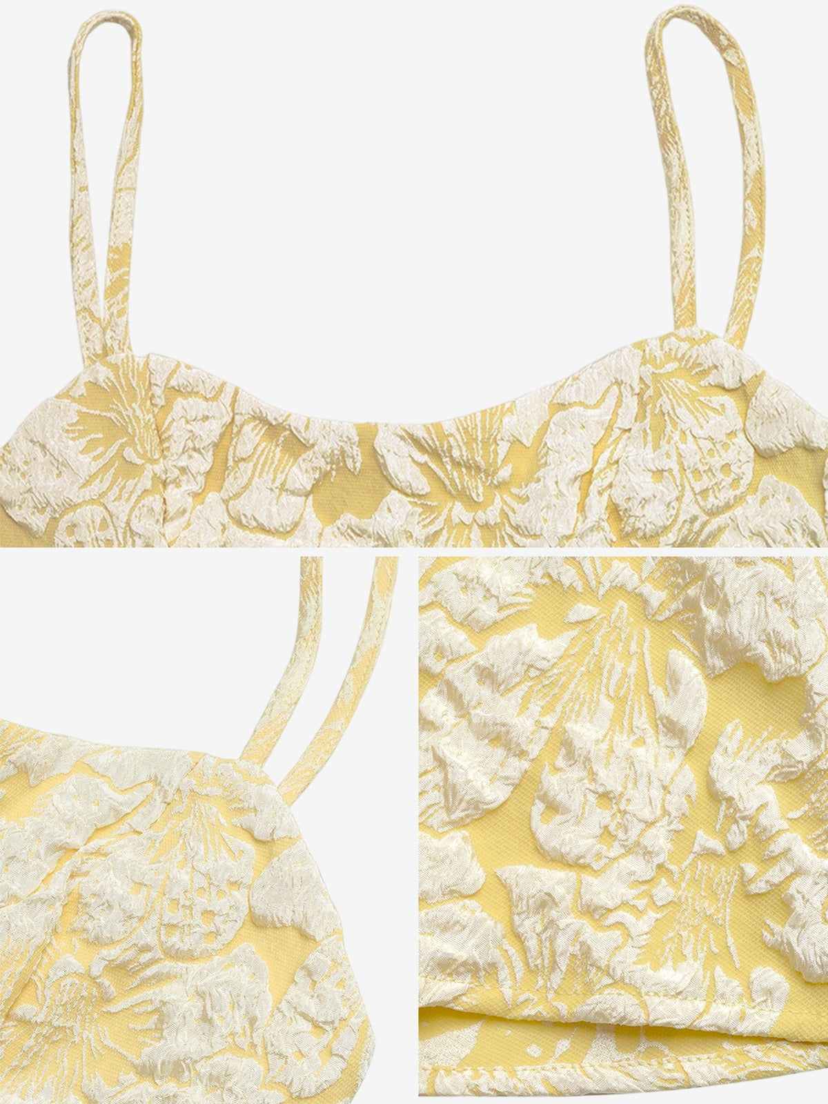 Spaghetti Strap Floral Textured A-Line Midi Dress