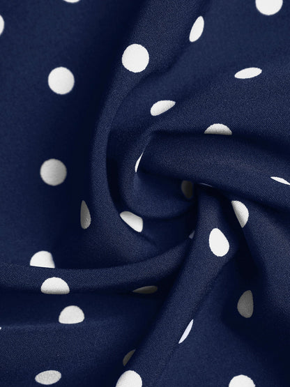 Strapless Polka Dots Smocked Back A-Line Midi Dress