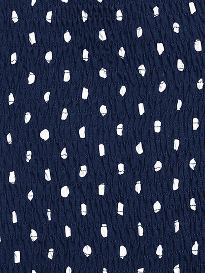 Strapless Polka Dots Smocked Back A-Line Midi Dress