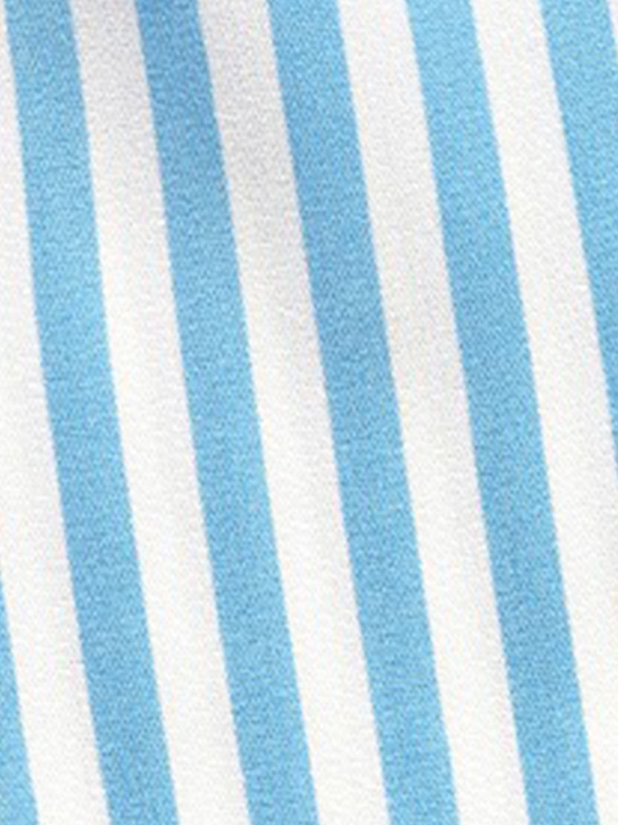 Sleeveless Striped Lace Trim Tiered A-Line Dress
