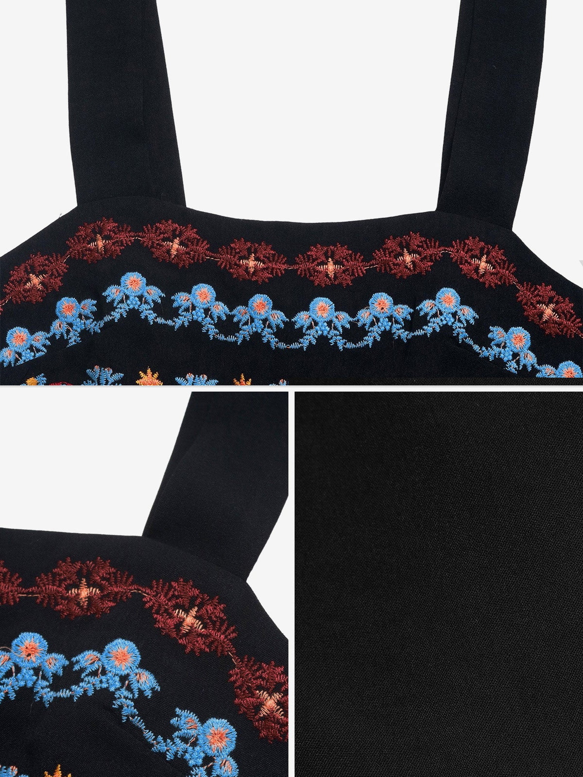 Resort Style Floral Embroidered Square Neckline Romper
