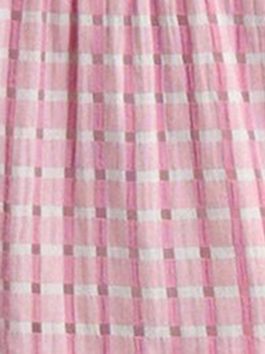 Gingham Sleeveless Plaid Tiered Mini Dress