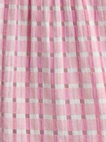 Gingham Sleeveless Plaid Tiered Mini Dress