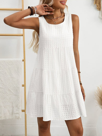 Gingham Sleeveless Plaid Tiered Mini Dress